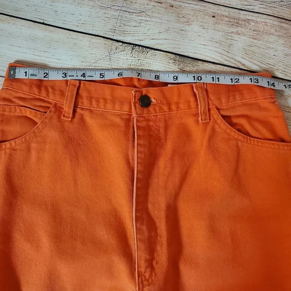YFSC Basics Size 11 Vintage 90s Solid Tangerine Orange High Waisted Mom Jeans - Picture 10 of 11